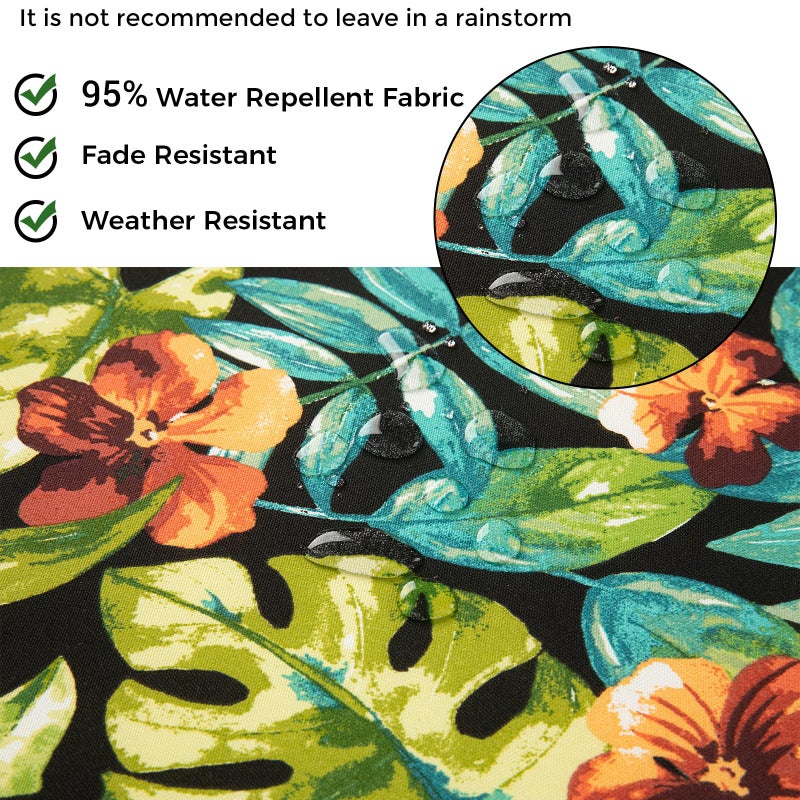 IN4 Care Patio Cushion Covers with Ties, 2 Pack, Outdoor Water Resistant Deep Seat Chair Cushion Slipcover 22x20x4 Inch for Garden Couch Sofa (Replacement Cover Only)-Tropical Green Leaves - Image 5